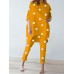 Polka Dot Irregular Hem Elastic Waist Casual Suit