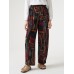 Vintage Print Dual Pocket Elastic Waist Pants For Women