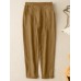 Solid Pocket Elastic Waist Casual Harem Pants For Women