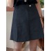 Women Solid Zip Loose Wide Leg Casual Shorts