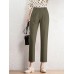 Solid Pocket Pleated Tailored Pants For Women