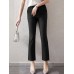 Solid Zip Front Casual Pants For Women