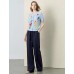 Sky Blue Floral Intarsia Short Sleeve Knit Cardigan Top