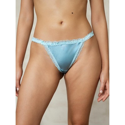 Sexy Lace-Trimmed Pure Silk Panty