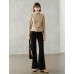 Ruched Slim Fit Mock Neck Long-Sleeve Knit Top