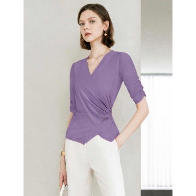V-Neck Wrap Ribbed Top
