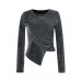 Glittery Wrap-Front Long Sleeve Top