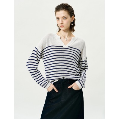 Striped Loose Pullover Knit Sweater
