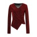 Glittery Wrap-Front Long Sleeve Top