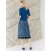 Blue Ribbed Knit Elbow-Sleeve Cardigan