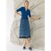 Blue Ribbed Knit Elbow-Sleeve Cardigan