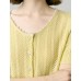 Pale Yellow Tencel Pearl Trim Knit Cardigan