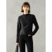 Ruched Slim Fit Mock Neck Long-Sleeve Knit Top