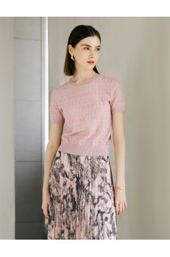 Textured Knit Round Neck Top