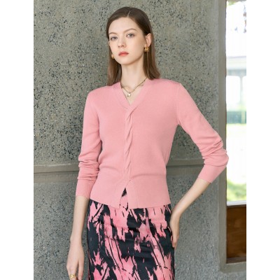 V-Neck Twisted Detail Knit Top V-Neck Twisted Detail Knit Top