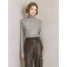 All-Over Sequin Turtleneck Long-Sleeve Top