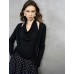 Black Draped Cowl Neck Cutout Knit Top