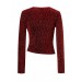 Glittery Wrap-Front Long Sleeve Top