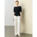 Boat Neck Ruched Sleeve Asymmetrical Top