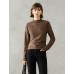 Ruched Slim Fit Mock Neck Long-Sleeve Knit Top