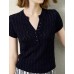 Tailored Open-Collar Knit Top