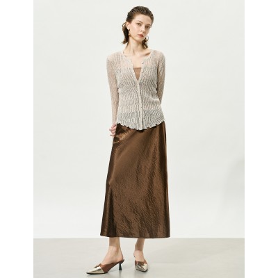 Sheer Knit Flared Sleeve Cardigan