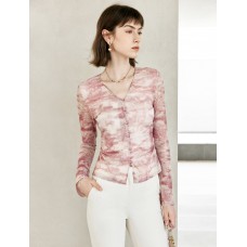 V-Neck Tie Dye Button Up Top