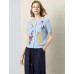 Sky Blue Floral Intarsia Short Sleeve Knit Cardigan Top