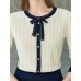 Contrast Bow Detail Knit Cardigan Contrast Bow Detail Knit Cardigan