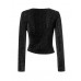 Glittery Wrap-Front Long Sleeve Top