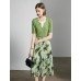 Leaf Green Ribbed V-Neck Layered Knit Top