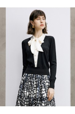 Faux Two-Piece Bow Detail Knit Top