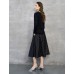 Black Draped Cowl Neck Cutout Knit Top