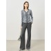 Gray V-Neck Slim Fit Long-Sleeve Knit Top