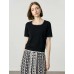 Black Contrast Trim Short Sleeve Knit Top