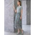 Wavy Openwork Tencel Linen Henley Knit Top