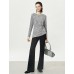 Plaid Black White Slim Fit Knit Top