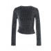 Glittery Wrap-Front Long Sleeve Top