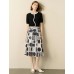Black Contrast Trim Button Placket Knit Top