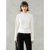 Ruched Slim Fit Mock Neck Long-Sleeve Knit Top