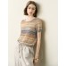 Colorful Striped Short Sleeve Knit Top