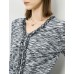 Gray V-Neck Slim Fit Long-Sleeve Knit Top